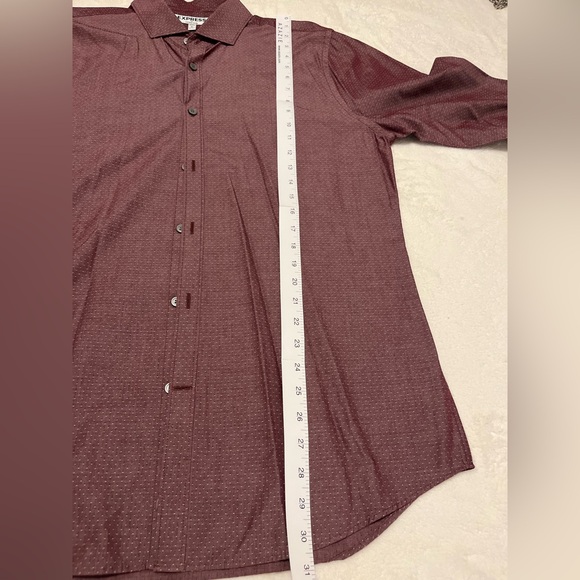 Express Men's Extra Slim Fit Burgundy Dress Shirt - Picture 4 of 13